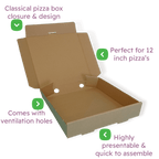 Brown 12" (Inch) Takeaway Pizza Box - 305x305x38mm