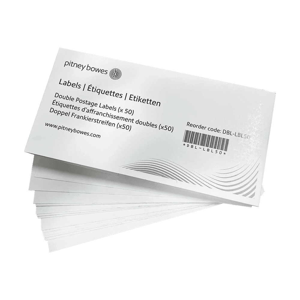 50 Pitney Bowes New OEM Original Double Postage Labels (25 sheets with 2 per sheet)