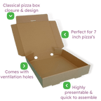 Brown 7" (Inch) Takeaway Pizza Box - 188x188xx46mm