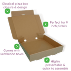 Brown 9" (Inch) Takeaway Pizza Box - 229x229x38mm