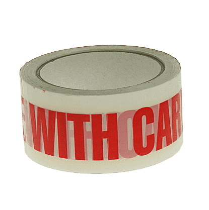 White & Red 'HANDLE WITH CARE' Packing Tape - 48mmx66m