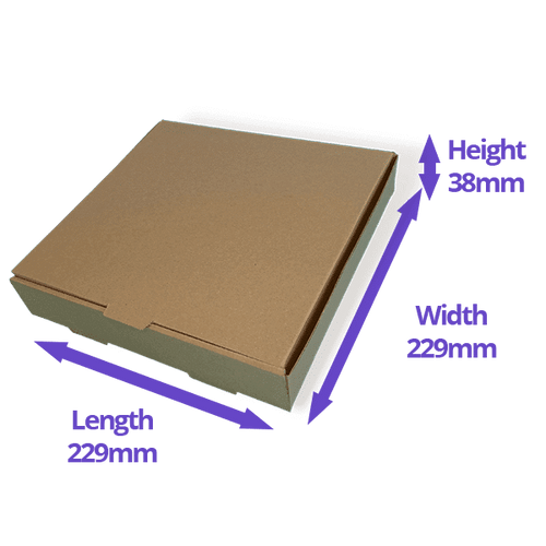 Brown 9" (Inch) Takeaway Pizza Box - 229x229x38mm