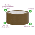 Brown Low Noise Packing Parcel Tape - 48mmx66m