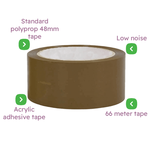 Brown Low Noise Packing Parcel Tape - 48mmx66m