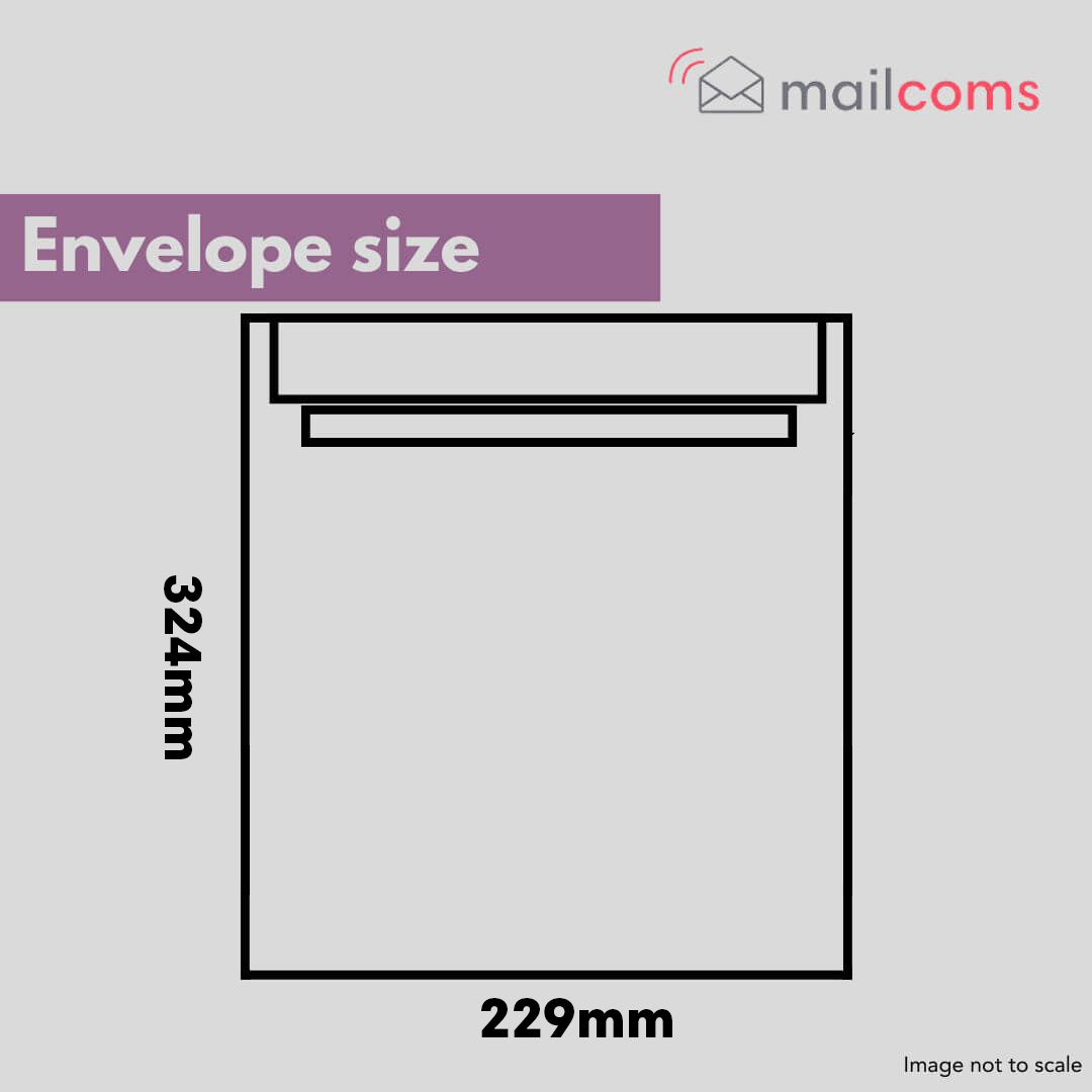 250 White C4 Windowed (40mm x 105mm) Self Seal Envelopes (324mm x 229mm)