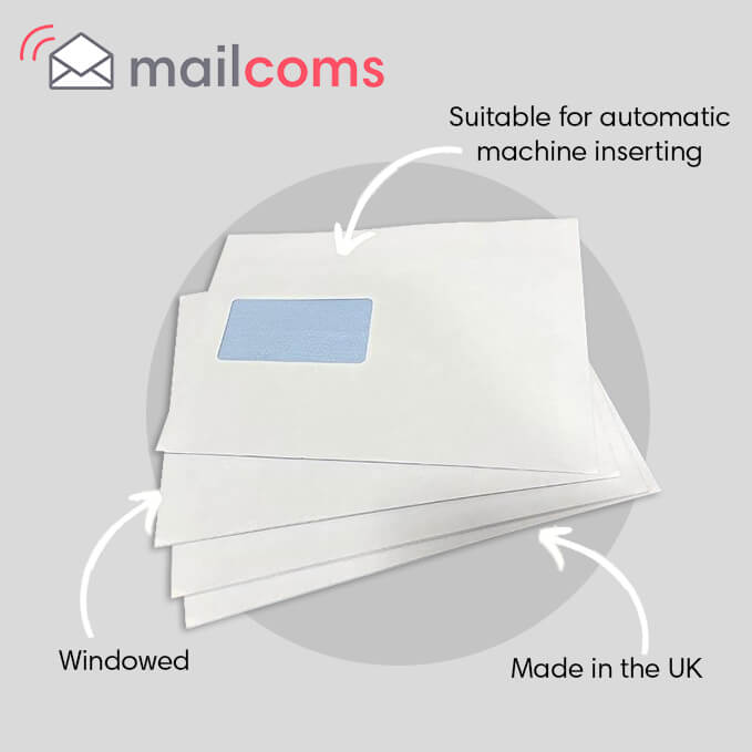 500 White C5+ High Windowed (45mm x 90mm Window) Neopost / Quadient Folding Inserting Machine Envelopes (162mm x 235mm)