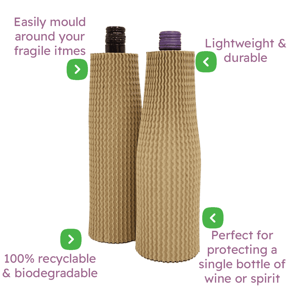 Single Bottle Corrugated Bottle Sleeve Kit – Includes Corrugated Bottle Sleeve & White Postal Boxes
