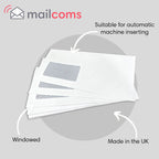 White DL+ Windowed (35mm x 90mm Window) Folding Inserting Machine Envelopes (114mm x 235mm)