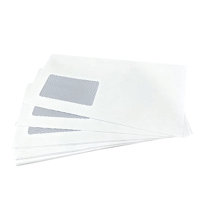 White DL Gummed Plain Windowed (35mm x 90mm Window) Envelopes (110mm x 220mm)