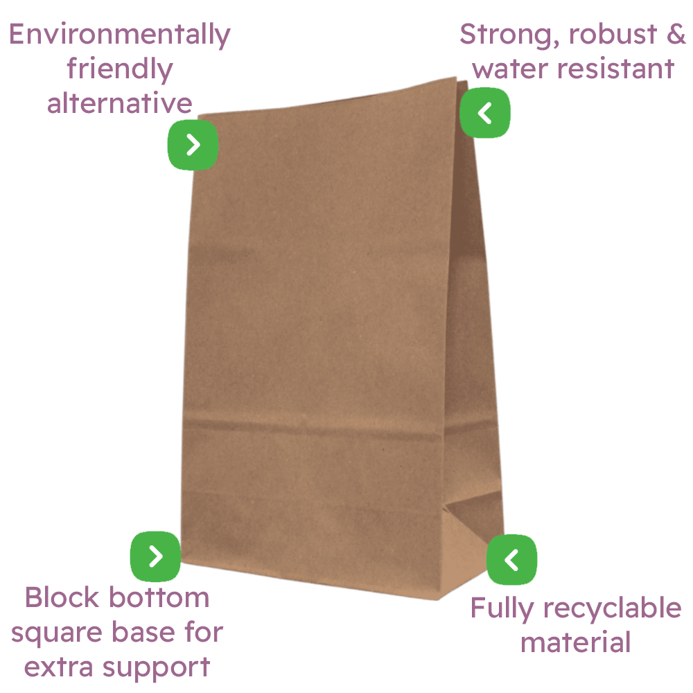 General Purpose Brown Paper Bags - 150x65x305mm, 215mm Gusset