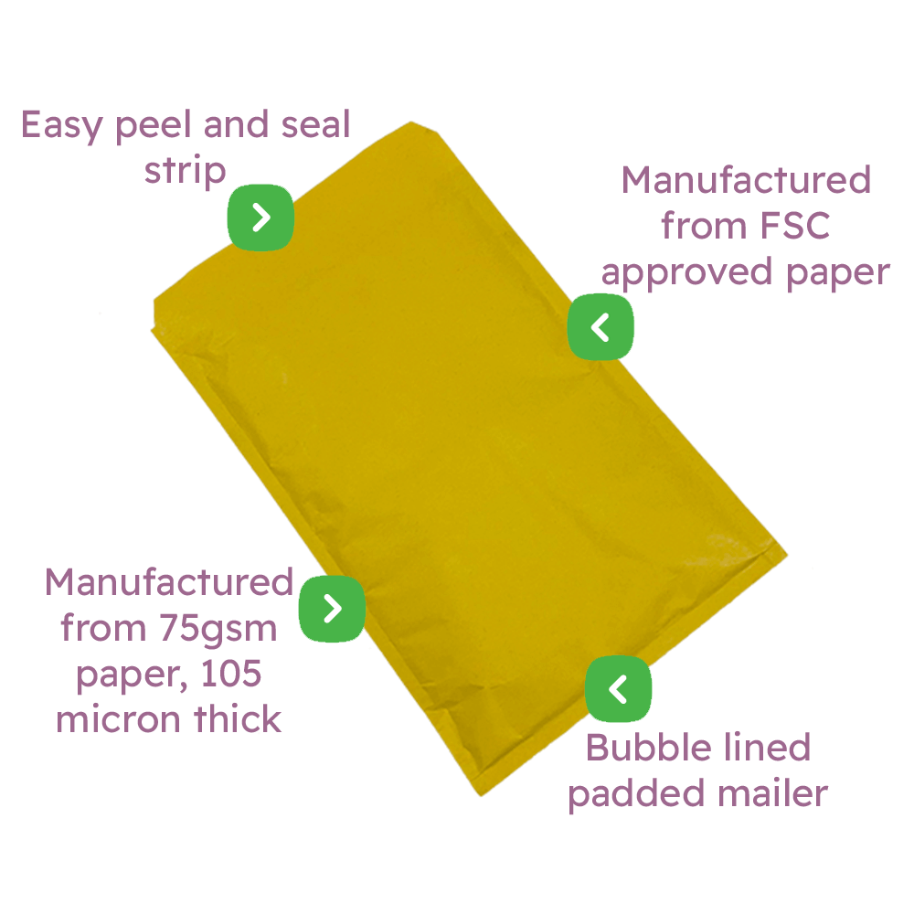 Gold Padded Envelopes / Mailers - 220x265mm