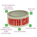 White & Red 'HANDLE WITH CARE' Packing Tape - 48mmx66m