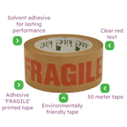 Paper Kraft 'FRAGILE' Packing Parcel Tape - 50mmx50m