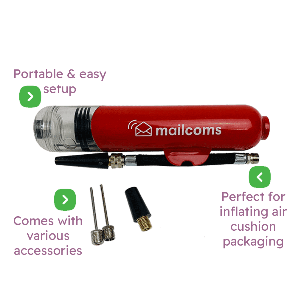 Single Bottle Air Packaging Kit - Includes Air Cushioning Bags, Brown Postal Boxes & Hand Pump