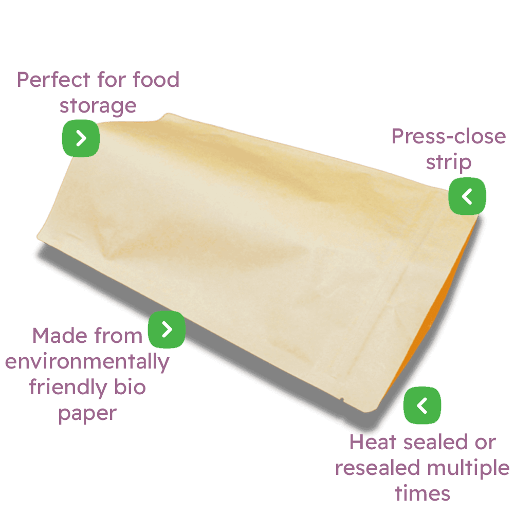 Brown Paper Stand-Up Pouches - 120x200x80mm - Small Gusset