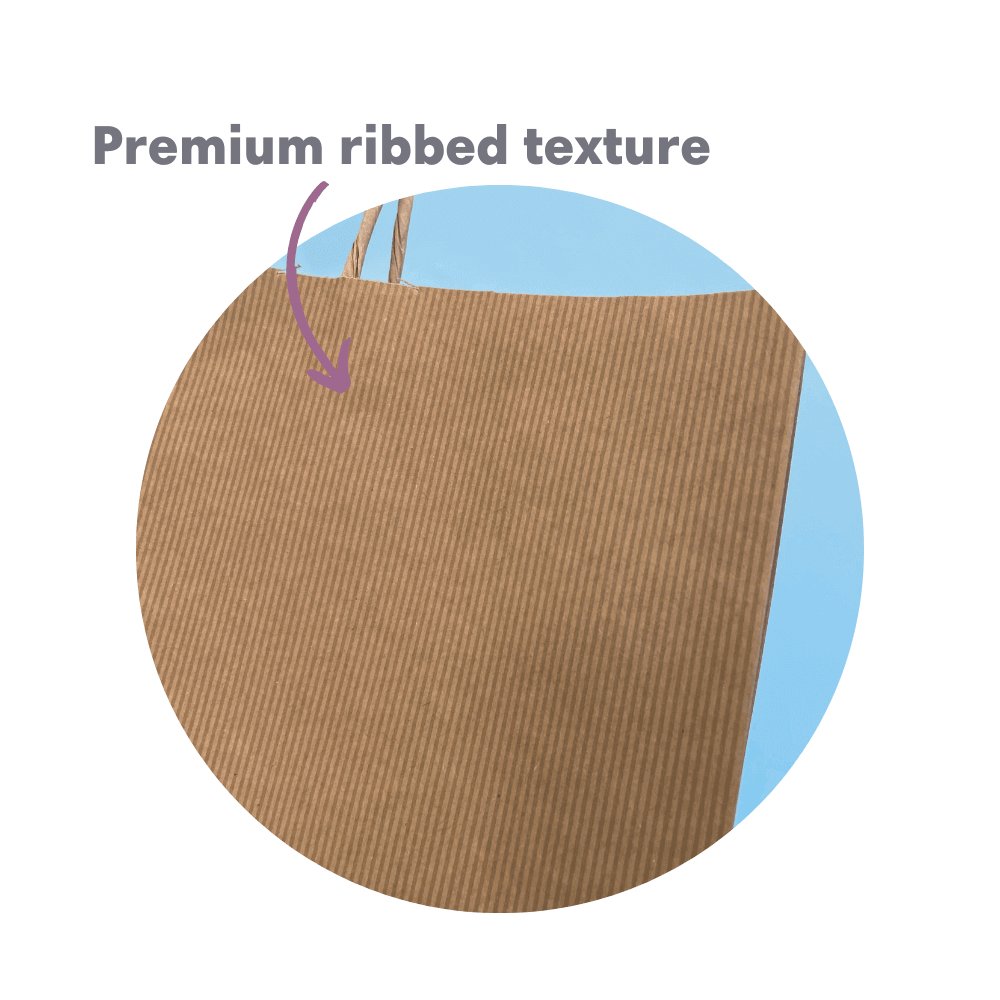 Ribbed Kraft Premium Brown Twist Handle Paper Carrier Bags - 200x80x240mm