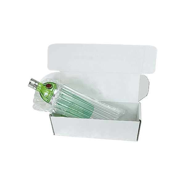 Single Bottle Air Packaging Kit - Includes Air Cushioning Bags, White Postal Boxes & Hand Pump