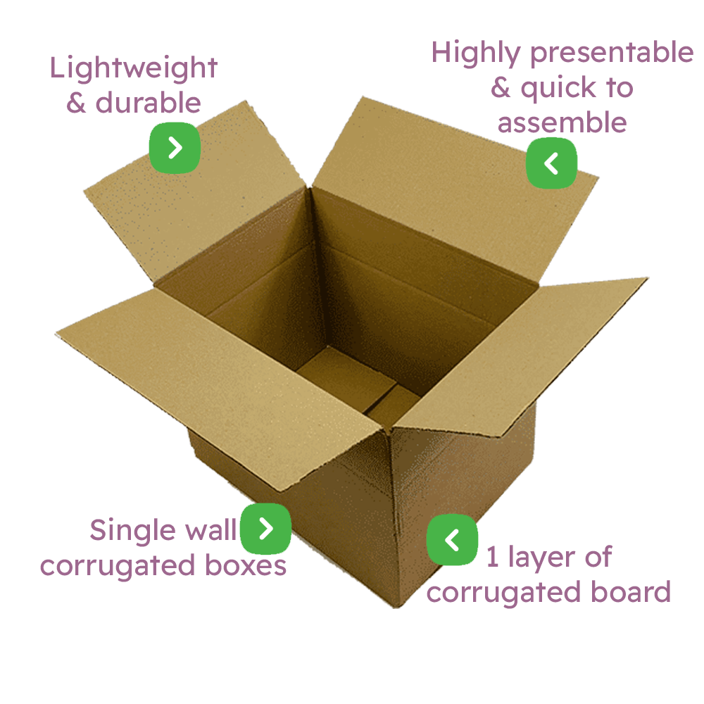 Single Wall Cardboard Boxes - 457x305x305mm