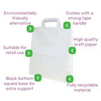 Extra Large White Tape Handle Paper Carrier Bags - 305x127x406mm
