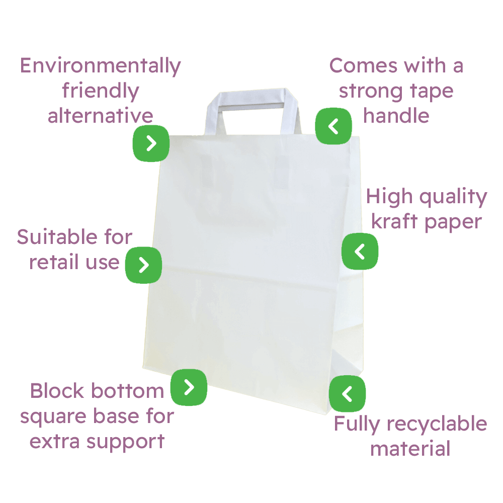 Extra Large White Tape Handle Paper Carrier Bags - 305x127x406mm