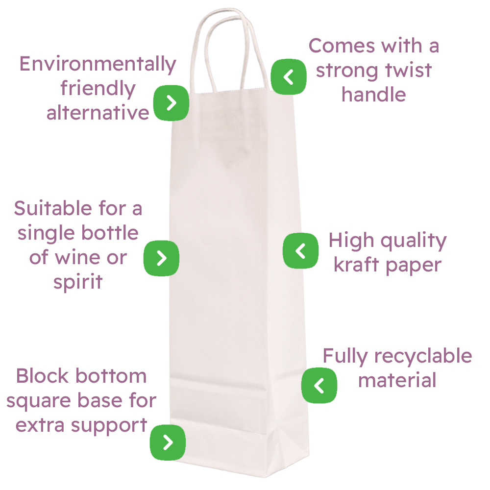 White Twist Handle Paper Carrier Bags - 110x85x360mm
